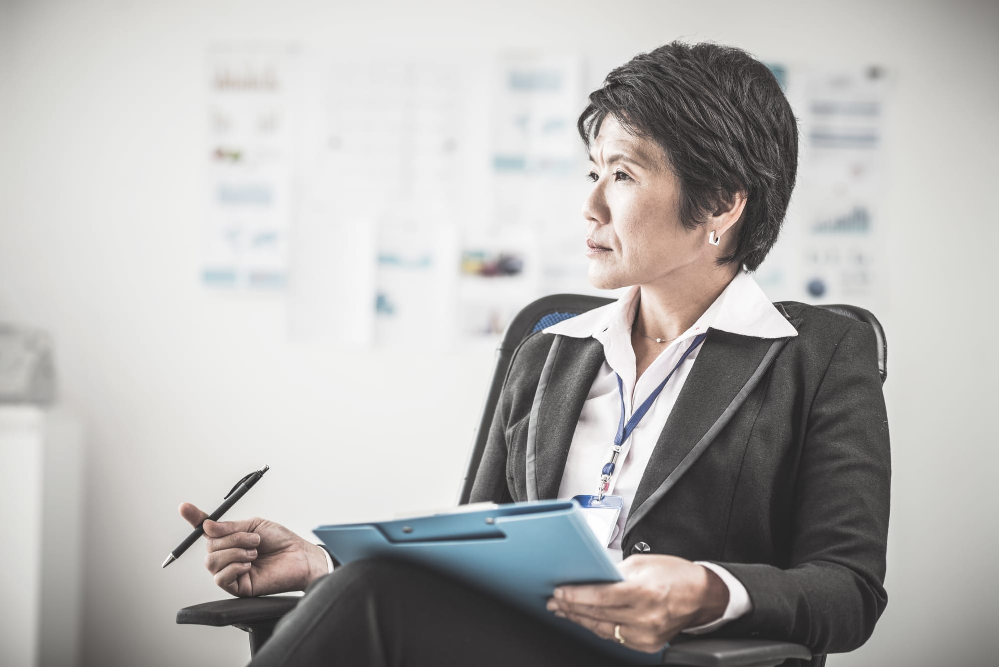 Woman with clipboard