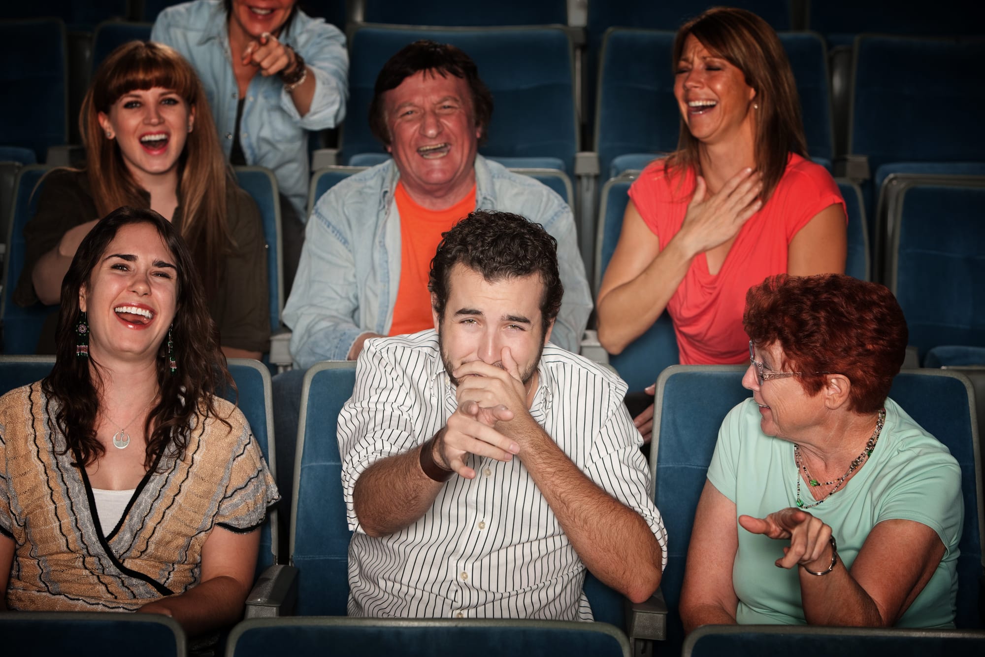 Crowd laughing