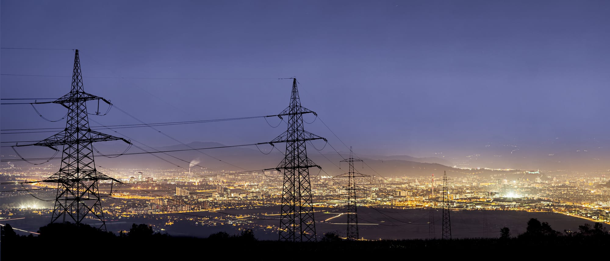 Power lines to a city