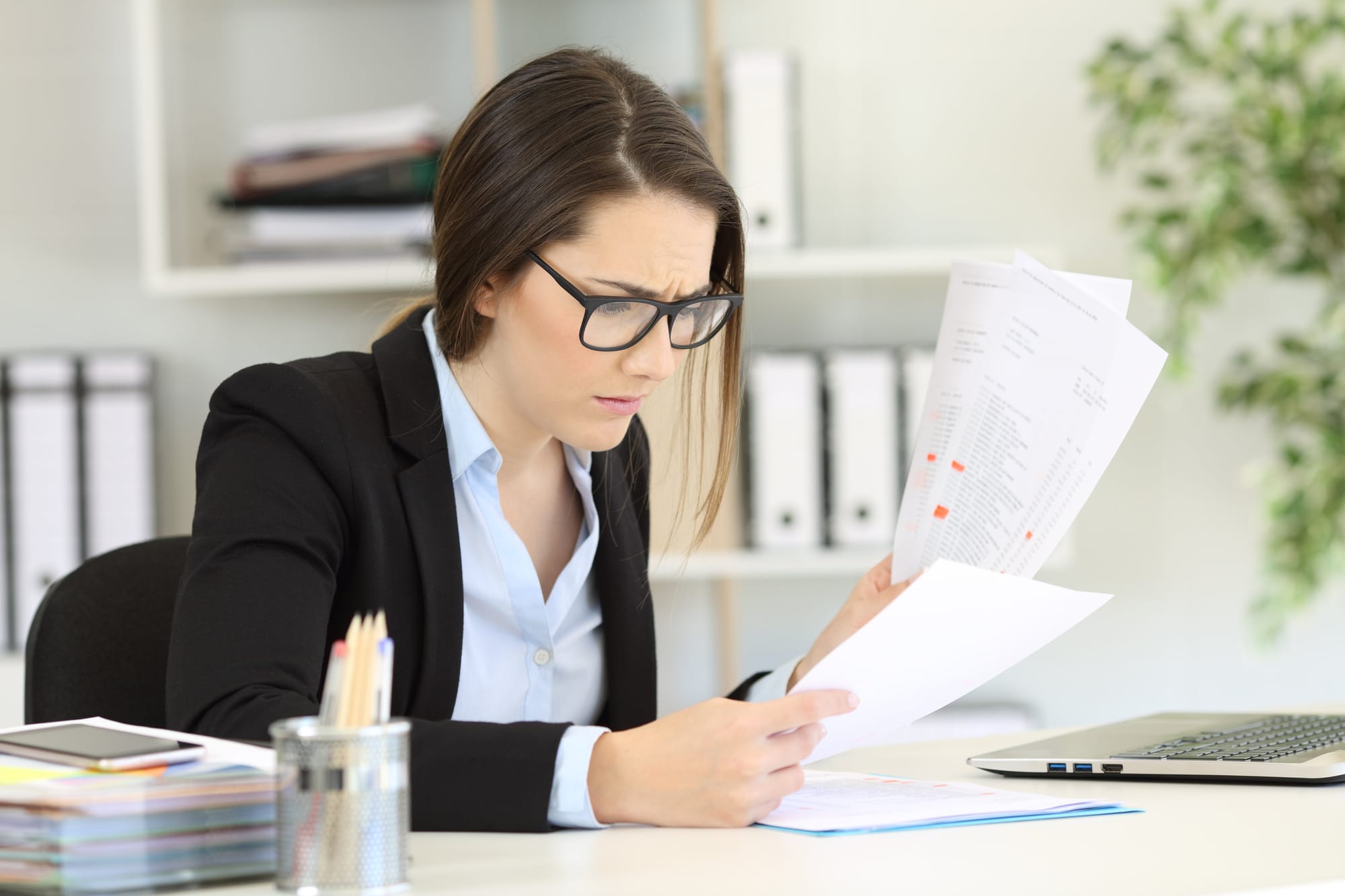 Woman with documents Woman with documents